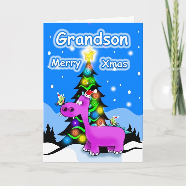 Cartes Pour Fêtes Annuelles Joyeux Noël de petit-fils (Devant)