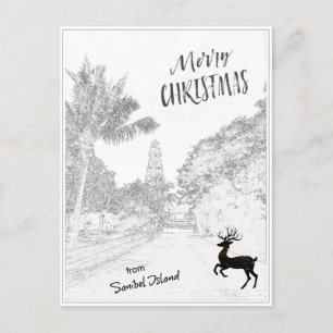Cartes Pour Fêtes Annuelles Joyeux Noël de Sanibel Island Lighthouse FL