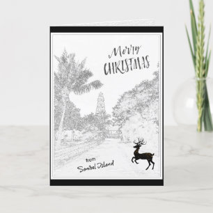 Cartes Pour Fêtes Annuelles Joyeux Noël de Sanibel Island Lighthouse FL