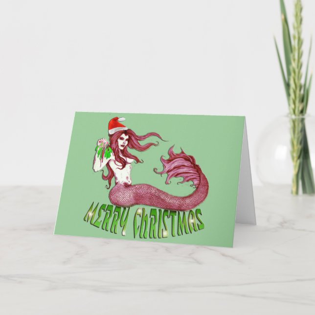 Cartes Pour Fêtes Annuelles Joyeux Noël de sirène (Devant)