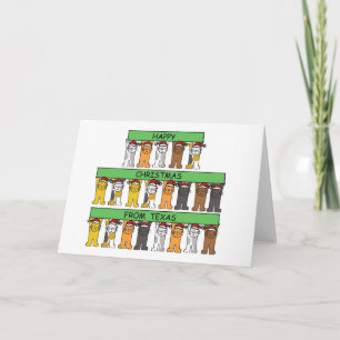 Cartes Pour Fêtes Annuelles Joyeux Noël de Texas Cartoon Cats