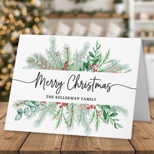Cartes Pour Fêtes Annuelles Joyeux Noël de verdure botanique élégante