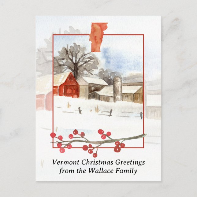 Cartes Pour Fêtes Annuelles Joyeux Noël de Vermont Farm Personnalisé (Devant)