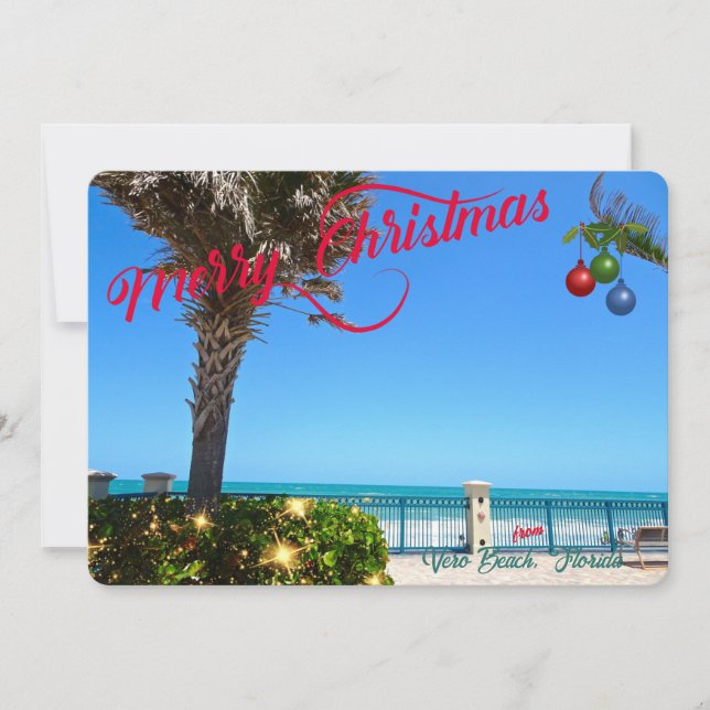 Cartes Pour Fêtes Annuelles Joyeux Noël de Vero Beach Floride Oceanfront (Devant)