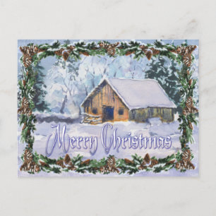 Cartes Pour Fêtes Annuelles JOYEUX NOËL de VIEILLE GRANGE d'HIVER par SHARON