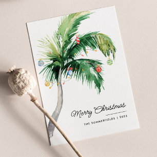 Cartes Pour Fêtes Annuelles Joyeux Noël Décoré Palm Tree Côte