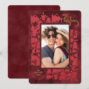 Cartes Pour Fêtes Annuelles Joyeux Noël Deep Red Holiday Trees Photo