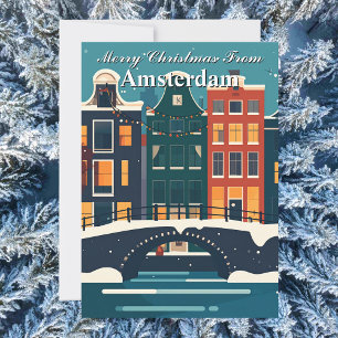 Cartes Pour Fêtes Annuelles Joyeux Noël depuis Amsterdam Canal Houses