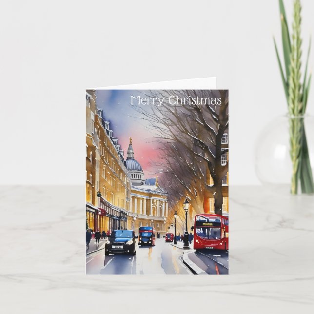 Cartes Pour Fêtes Annuelles Joyeux Noël depuis Londres (Devant)