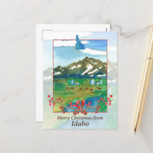 Cartes Pour Fêtes Annuelles Joyeux Noël des vaches de montagne Idaho Sawtooth