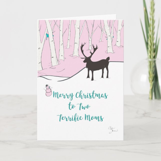 Cartes Pour Fêtes Annuelles Joyeux Noël Deux belles mamans, Whimsical (Devant)