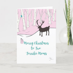 Cartes Pour Fêtes Annuelles Joyeux Noël Deux belles mamans, Whimsical