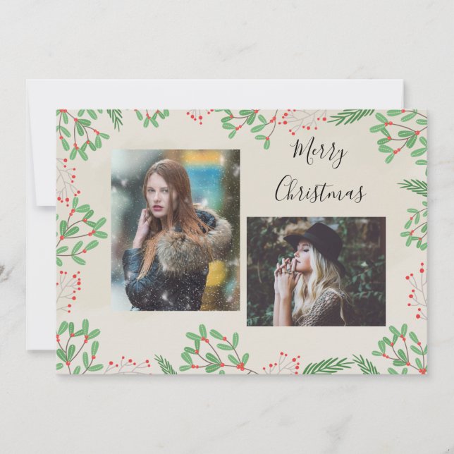 Cartes Pour Fêtes Annuelles Joyeux Noël Deux Photo (Devant)