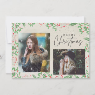Cartes Pour Fêtes Annuelles Joyeux Noël Deux photos