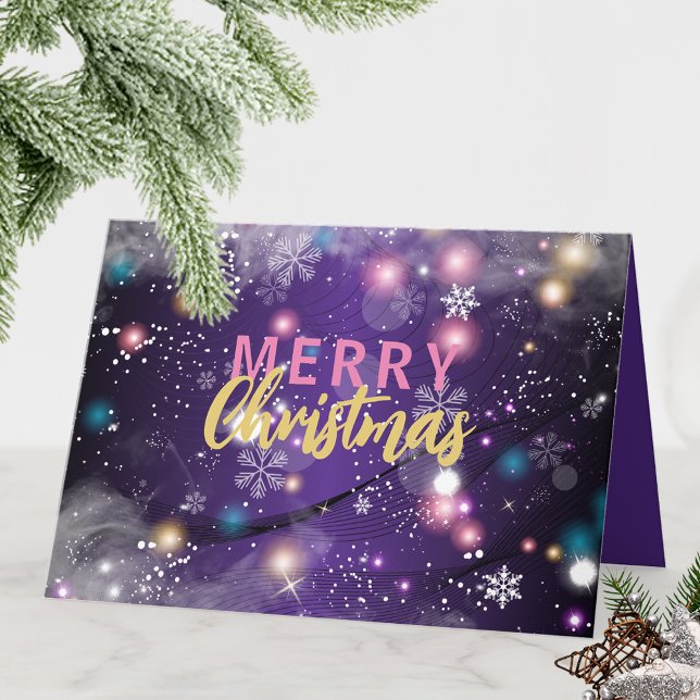 Cartes Pour Fêtes Annuelles Joyeux Noël d'hiver violet (Créateur téléchargé)