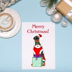 Cartes Pour Fêtes Annuelles Joyeux Noël Doberman Pinscher