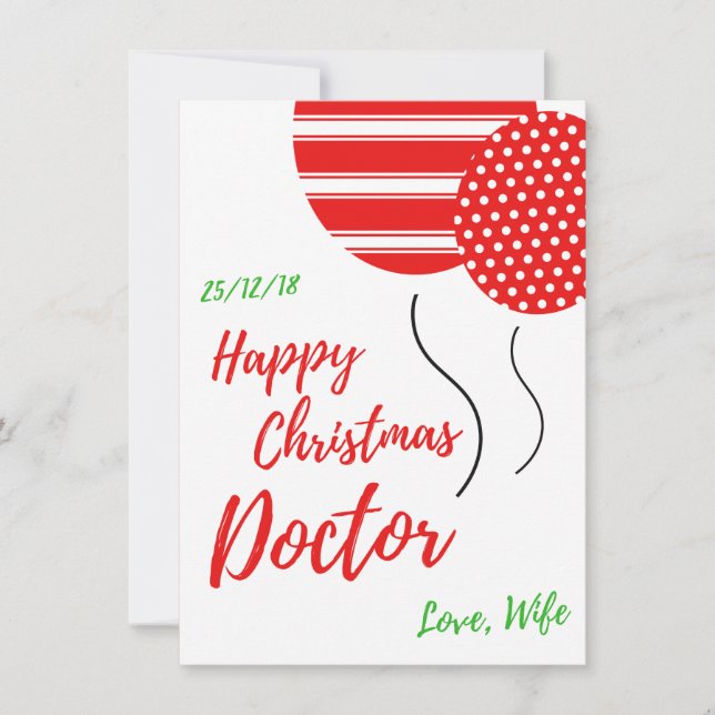 Cartes Pour Fêtes Annuelles Joyeux Noël Docteur (Devant)