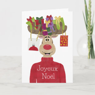 Cartes Pour Fêtes Annuelles Joyeux Noël, Dons de Noël français Reindeer