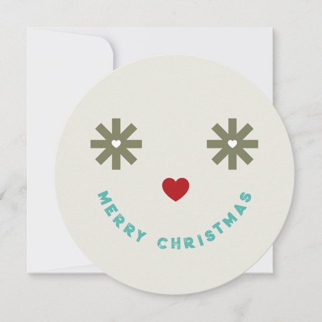 Cartes Pour Fêtes Annuelles Joyeux Noël drôle Winking Smiley Visage Photo (Devant)