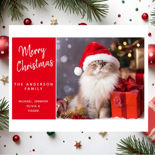 Cartes Pour Fêtes Annuelles Joyeux Noël du chat dans un chapeau de Père Noël (Créateur téléchargé)