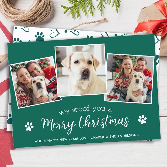Cartes Pour Fêtes Annuelles Joyeux Noël Du Chien Custom 3 Photo Animaux De Com (Créateur téléchargé)