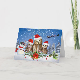 CARTES POUR FÊTES ANNUELLES JOYEUX NOËL DU HIBOU DES USA !