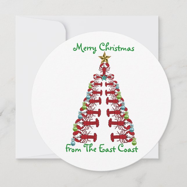 Cartes Pour Fêtes Annuelles Joyeux Noël du homard de la côte Est (Devant)