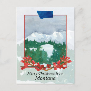 Cartes Pour Fêtes Annuelles Joyeux Noël du Montana Paysage de neige d'hiver