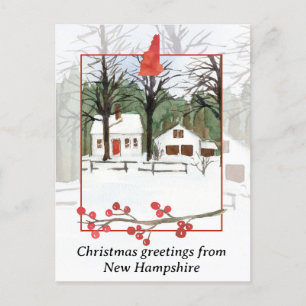 Cartes Pour Fêtes Annuelles Joyeux Noël du New Hampshire Neige d'hiver