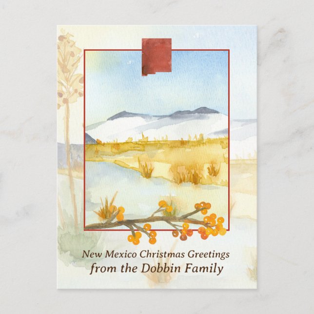 Cartes Pour Fêtes Annuelles Joyeux Noël du Nouveau-Mexique Neige Personnalisé (Devant)
