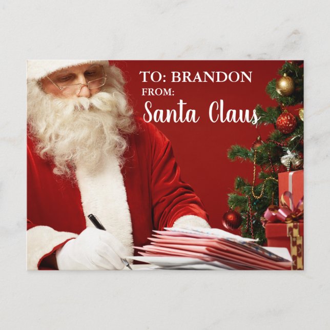 Cartes Pour Fêtes Annuelles Joyeux Noël du Père Noël AJOUTER NOM Rouge (Devant)