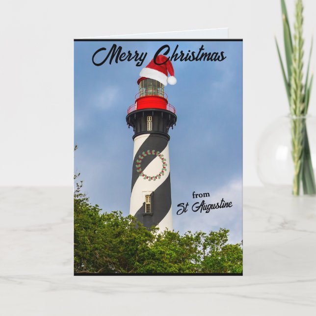 Cartes Pour Fêtes Annuelles Joyeux Noël du phare St Augustine FL (Devant)
