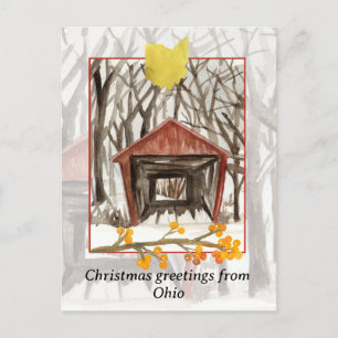 Cartes Pour Fêtes Annuelles Joyeux Noël du pont couvert de l'Ohio hiver