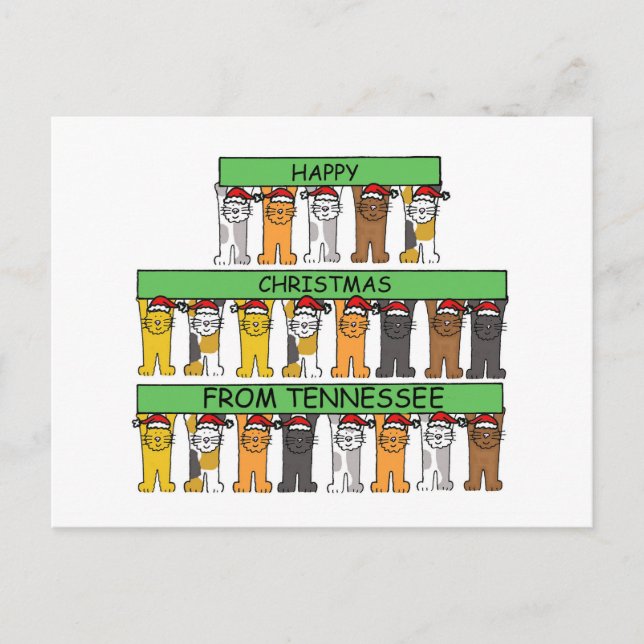 Cartes Pour Fêtes Annuelles Joyeux Noël du Tennessee Cartoon Cats (Devant)