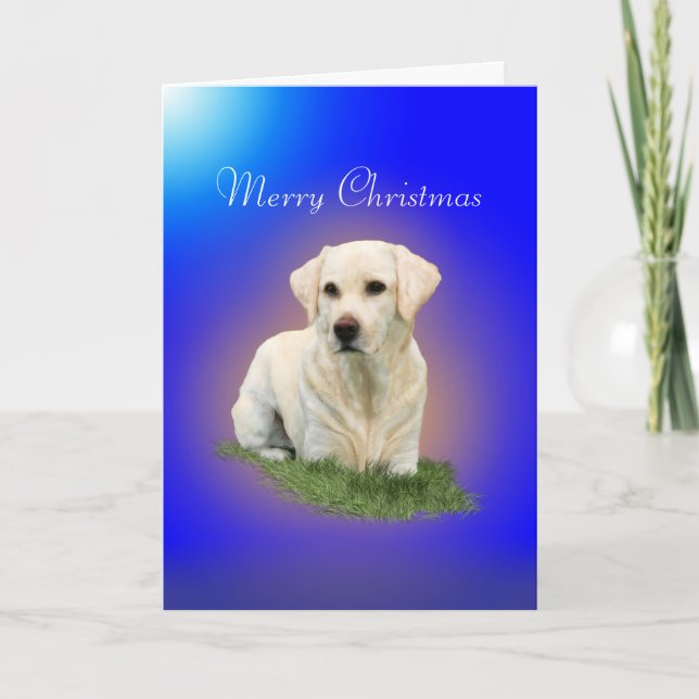 Cartes Pour Fêtes Annuelles Joyeux Noël d'un Labrador blanc (Devant)