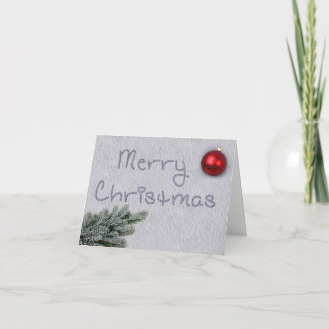 Cartes Pour Fêtes Annuelles Joyeux Noël écrit dans la neige (Devant)