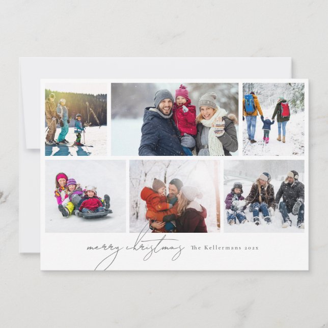 Cartes Pour Fêtes Annuelles joyeux Noël écrit élégant 6 Photo Collage (Devant)