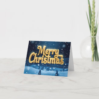 Cartes Pour Fêtes Annuelles "Joyeux Noël" écriture dorée avec neige