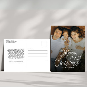 Cartes Pour Fêtes Annuelles Joyeux Noël Écriture Fantaisiste Famille Photo