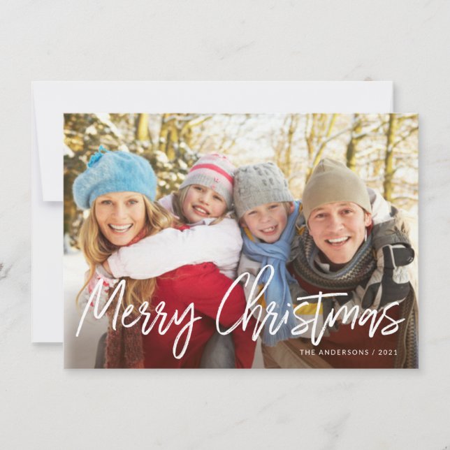 Cartes Pour Fêtes Annuelles Joyeux Noël écriture manuscrite blanche Photo (Devant)