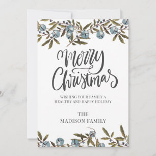 Cartes Pour Fêtes Annuelles Joyeux Noël écriture manuscrite cloches illustrées