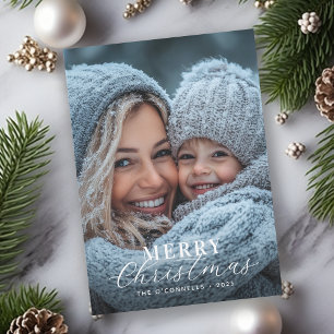 Cartes Pour Fêtes Annuelles Joyeux Noël écriture moderne une photo