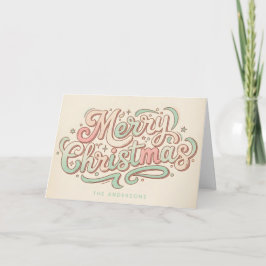 Cartes Pour Fêtes Annuelles Joyeux Noël écriture pastel fantaisiste