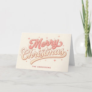 Cartes Pour Fêtes Annuelles Joyeux Noël écriture rose givré