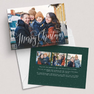 Cartes Pour Fêtes Annuelles Joyeux Noël écriture simple vert quatre photo