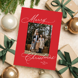 Cartes Pour Fêtes Annuelles Joyeux Noël écriture stylisée photo rouge