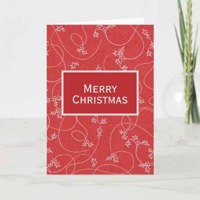 Cartes Pour Fêtes Annuelles Joyeux Noël Editable Holly Red White (Devant)
