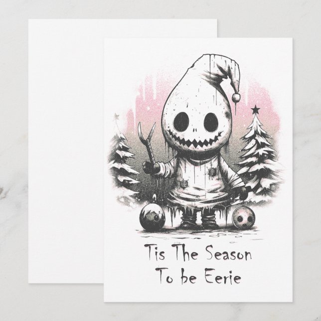 Cartes Pour Fêtes Annuelles Joyeux Noël Éffrayant fantôme gothique (Devant / Derrière)