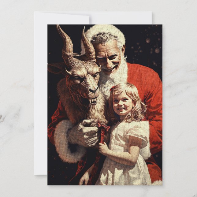 Cartes Pour Fêtes Annuelles Joyeux Noël Éffrayant Horreur Devil Père Noël (Devant)