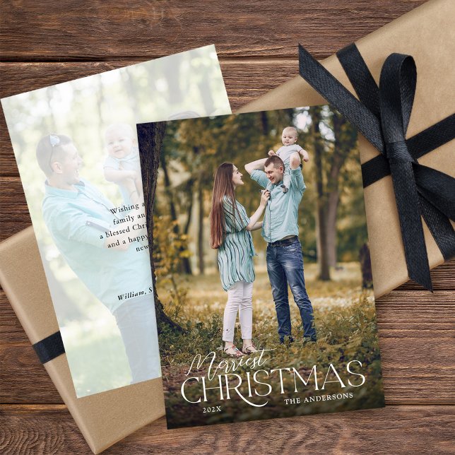 Cartes Pour Fêtes Annuelles Joyeux Noël Elégant 2 Photos Noël (Créateur téléchargé)